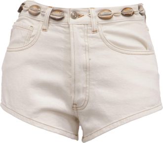 Alanui Ocean Dream Mini Shorts in White Cotton