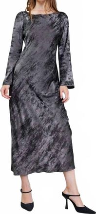 Current Air Boat Neck Long Sleeve Maxi Dress In Grey