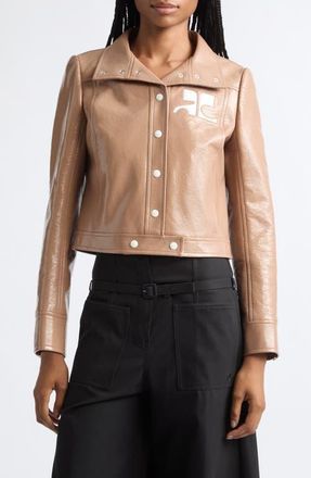 Courr&egrave;ges Re-Edition Vinyl Jacket in Bronzer at Nordstrom, Size 40
