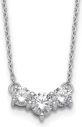 Diamond2Deal 14K White Gold Lab Grown Diamond 3 Stone Pendant Necklace 18 Clarity VS, Color G-H
