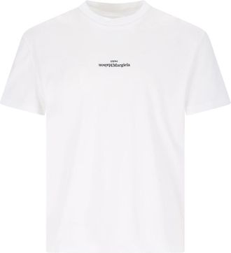 Maison Margiela Distorted Logo T-Shirt, In White Cotton