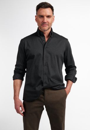 Eterna Langarmhemd ETERNA COMFORT FIT, Herren, Gr. 40, Normalgr&ouml;ssen, anthrazit, Jersey, 100% Baumwolle, normal, Manschette, Hemden Langarmhemd, EASY IRON (b