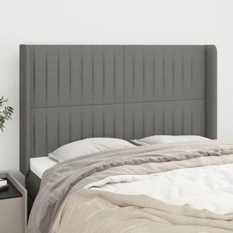 vidaXL Cabecero Con Orejas De Tela Gris Oscuro 147x16x118/128 Cm Vidaxl