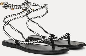 Veronica Beard Womens Carmina Cord Wrap Sandals In Black Coconut