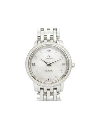 Omega 2020s Prestige 24.5mm - women - stainless steel/Diamond - One Size - White