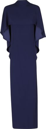 Alberta Ferretti Blue Bow Back Viscose Satin Maxi Dress
