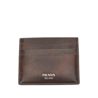 Prada Vintage effect leather cardholder Man One Size
