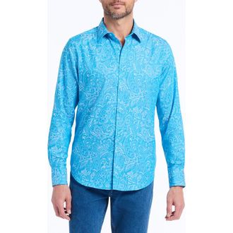 Robert Graham Hudson Floral Print Button-Up Shirt in Blue at Nordstrom, Size Xxx-Large