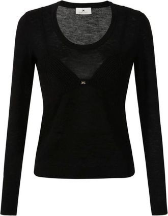 Elisabetta Franchi Truien & Vesten, Dames, Zwart, XS, Wol, Wollen Trui