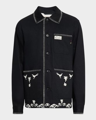 Scotch & Soda Men & apos;s Embroidered Cotton-Blend Worker Jacket