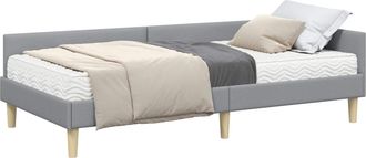 vidaXL Estructura De Cama Esquina Con Colch&oacute;n 2 Uds. Gris Claro Vidaxl