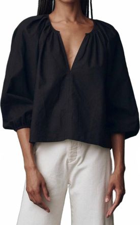 The Great. Chariot Full Sleeves Top In Black Cotton