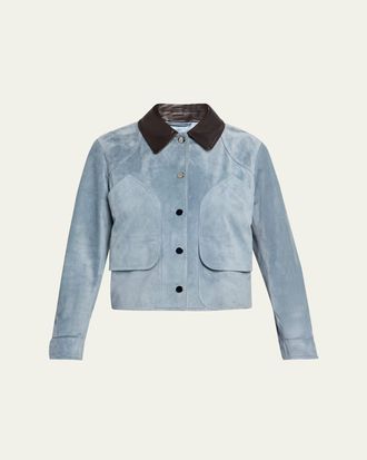 Veronica Beard Walters Cropped Suede Jacket
