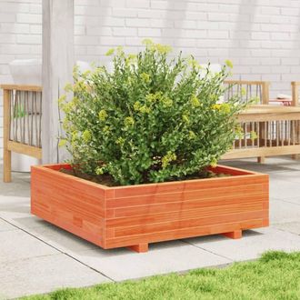 Berkfield Home Decorative Garden Planter Wax Brown 80x80x26.5 cm Solid Wood Pine