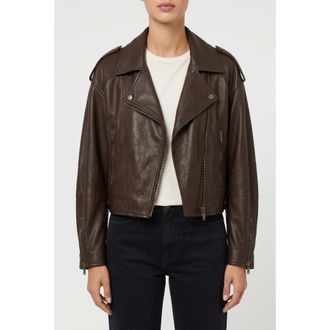 Brunello Cucinelli Dark Brown Leather Jacket, Brand Size 44 (US Size 10)
