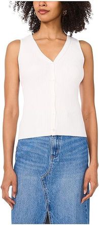 Vince Camuto V-Neck Button Up Vest Tank Top Womens Sweater Antique White : XL, Cotton/Nylon/Spandex