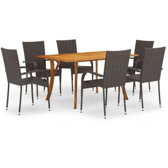 vidaXL Juego De Comedor De Jard&iacute;n De 7 Piezas Marr&oacute;n Vidaxl