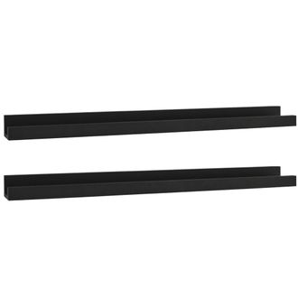 Deco Wood Pack 2 estantes de madera maciza flotante tono negro 100x7cm