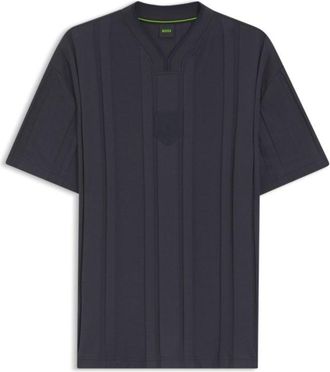 BOSS Textured-stripe T-shirt in cotton
