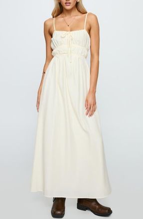 Princess Polly Violeta Shirred Sleeveless Maxi Dress in Cream at Nordstrom, Size 10