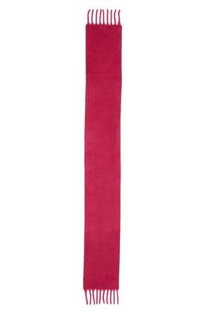 Ruslan Baginskiy Monogram Embroidered Wool Blend Fringe Scarf in Pink at Nordstrom