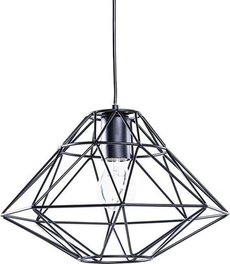 Beliani Beliani - Modern Pendant Cage Lamp Naked Wire Lampshade Geometric Metal Black Guam