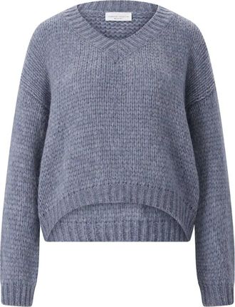 Roberto Collina Truien & Vesten, Dames, Blauw, XS, Wol, V-hals Alpaca Trui