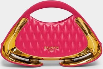 Balmain Jolie Madame Small Quilted Faux Leather Top-Handle Bag