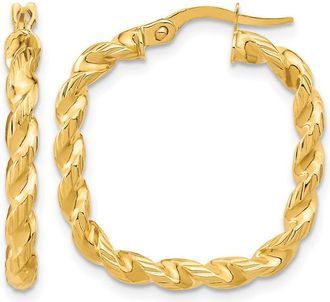 Diamond2Deal 14K Yellow Gold Square Shape Twisted Hoop Earrings