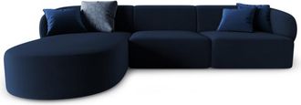BLOOMINGLOFT 4-Sitzer Design-Ecksofa Chiara Samt - Links