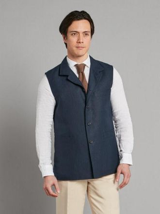 Oliver Brown Linen Gilet - Navy