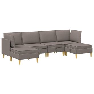 vidaXL Juego De Sof&aacute; Modular Con Almacenamiento 6 Pcs Topo Tela Vidaxl