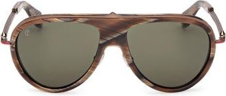 Christian Louboutin Greggo 61mm Pilot Sunglasses in Brown Horn /Bronze Temple Red at Nordstrom