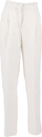 Max Mara Pantalone lungo Fonte - Dames - Straight fit broeken - Beige - S - Broeken