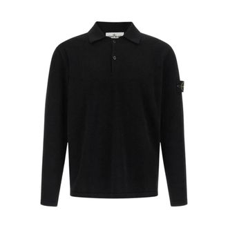 Stone Island Polo Shirts, male, Black, Size: 2XL LS Polo