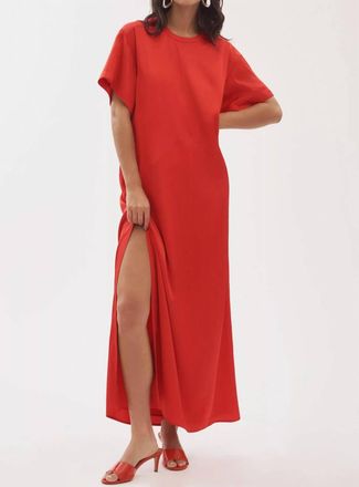 BHLDN Brielle Short-Sleeve Column Maxi Dress In Cherry Tomato