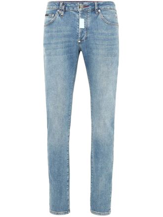 Philipp Plein Hexagon-appliqué jeans - men - Elastane/Cotton/Polyester/Cotton/Polyester - 31 - Blue