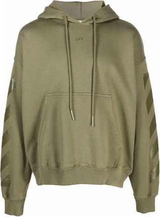 Off-white Mens Off-White FW21 Pattern Printing Hooded Long Sleeves Loose Fit Green OMBB085F21FLE0105555