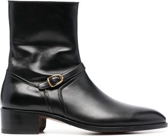 Tom Ford buckle-embellished ankle boots - men - Calf Leather/Calf Leather/Calf Leather - 12 - Black