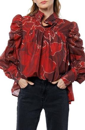 Ciebon Lynn Puff Balloon Sleeve Top in Burgundy/Red at Nordstrom Rack, Size X-Small