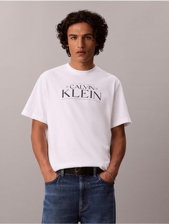 Calvin Klein Jeans Calvin Klein Mens Logo Graphic Relaxed T-Shirt - Open White - 2XL