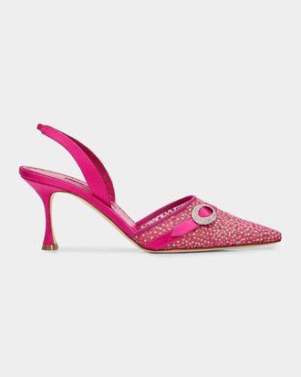 Manolo Blahnik 70mm Zutosli Polka Dot Mesh Slingback Pumps