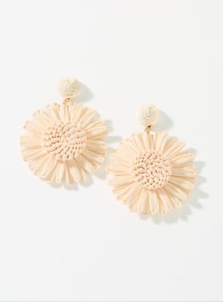 Simons Womens Large raffia flower earrings