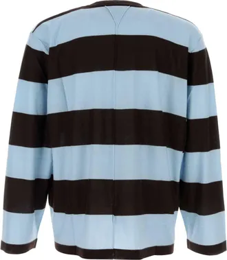Bottega Veneta Mens Righe Sweater Blue Cashmere