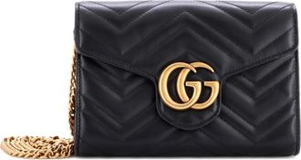 Gucci Borsa a tracolla GG Marmont mini in pelle matelass&eacute; con catena - Nero