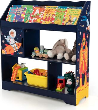 Costway Costway - Armario Para Ni&ntilde;os, Armario Organizador Con 3 Niveles, Soporte De Exhibici&oacute;n Organizador De Juguetes, Gabinete De Almacenamiento Para Ni&ntilde;os,