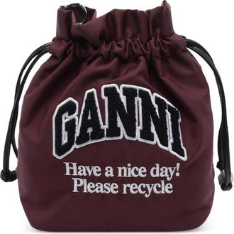 Ganni Logo-patch Drawstring Bucket Bag