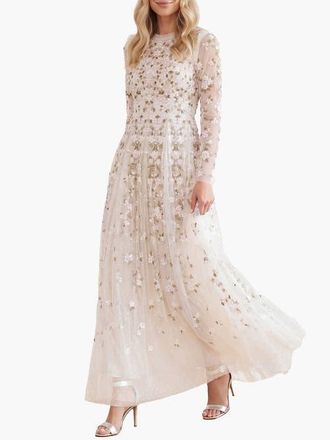 Needle & Thread Camellia Ditsy Ankle Gown in Cream/multi at Nordstrom, Size 12