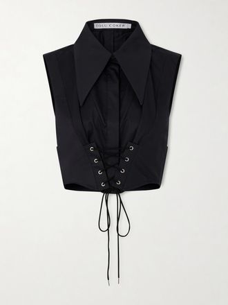 Tolu Coker Top Bustier In Rasatello Di Cotone - Nero