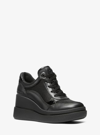 Michael Kors Emmy Leather and Mesh Wedge Trainer